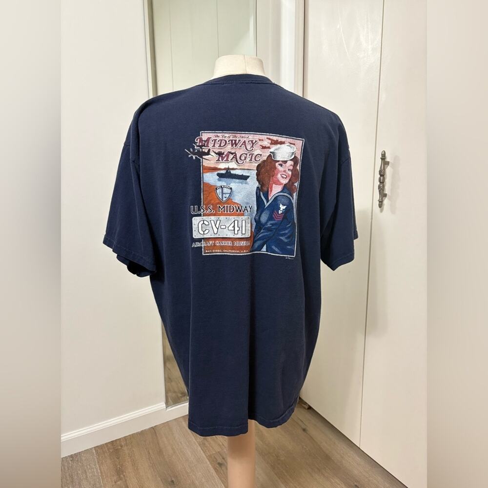 USS Midway CV-41 Navy Graphic T-Shirt Short Sleeve Man 2XL - Picture 3 of 5